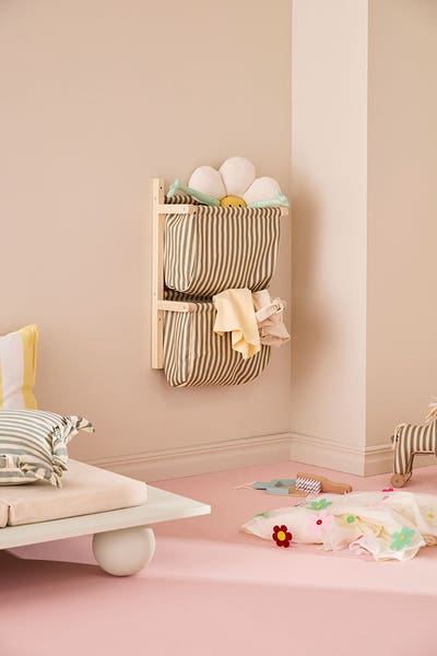 Wall storage textile stripe green