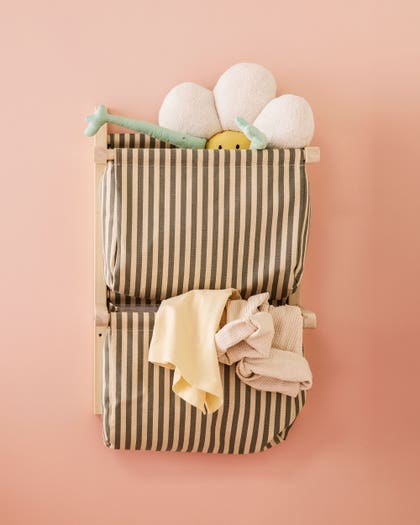 Wall storage textile stripe green