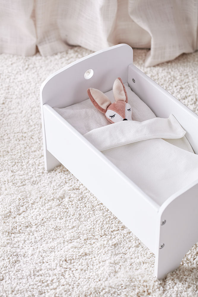 Puppenbett mit Bettwäsche weiß