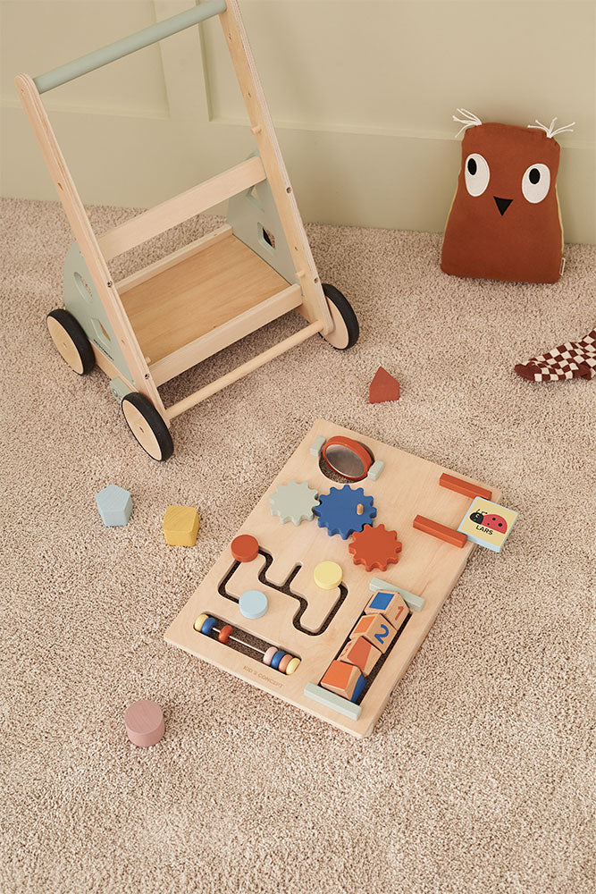 Baby walker with activity board