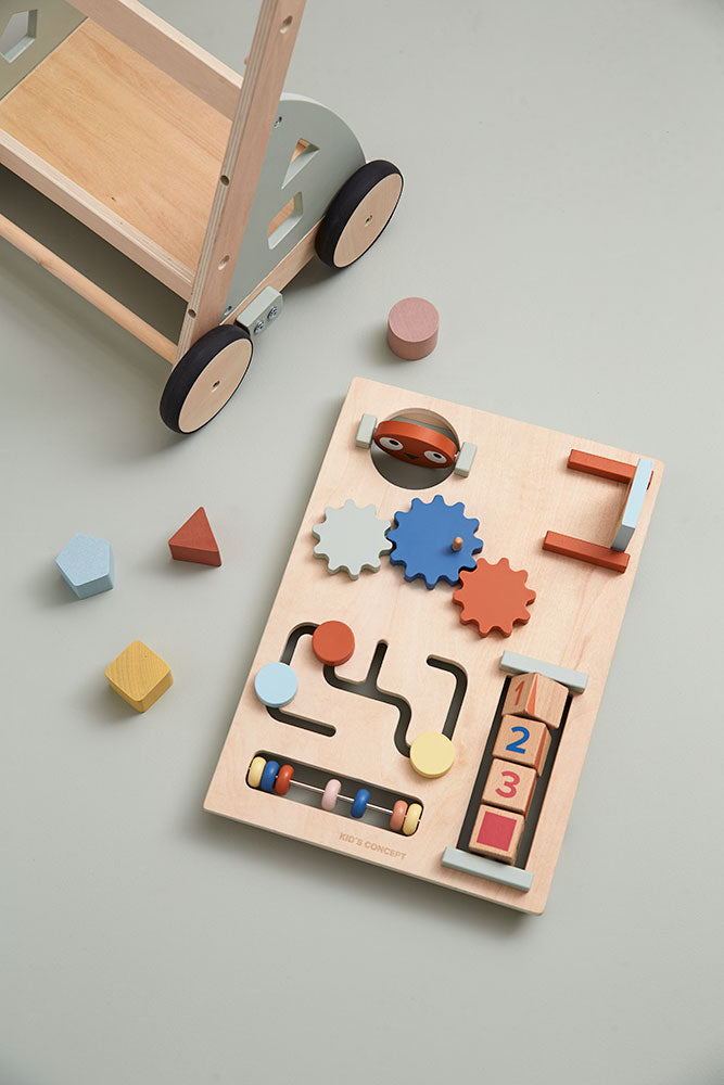 Baby walker with activity board