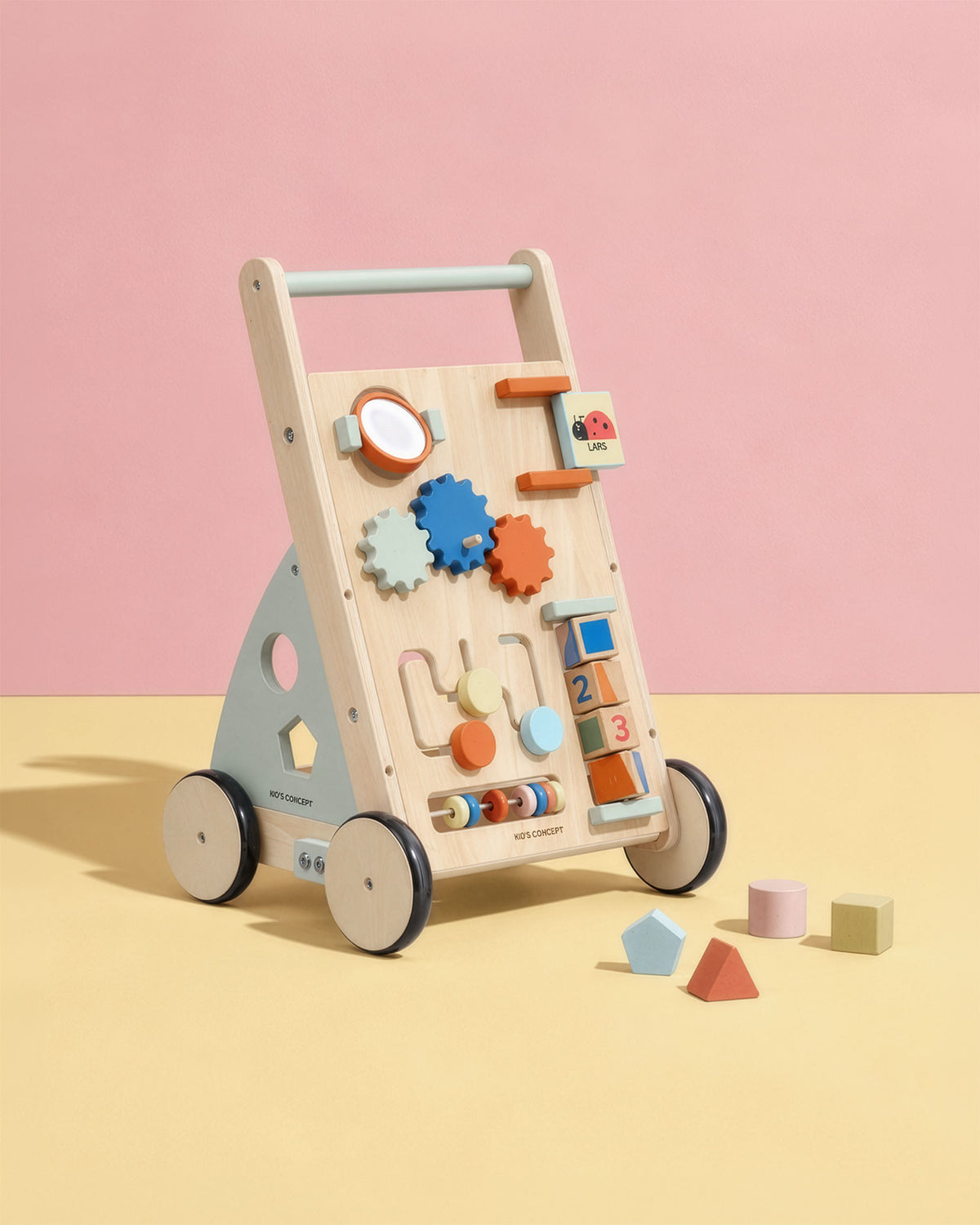 Baby walker with activity board