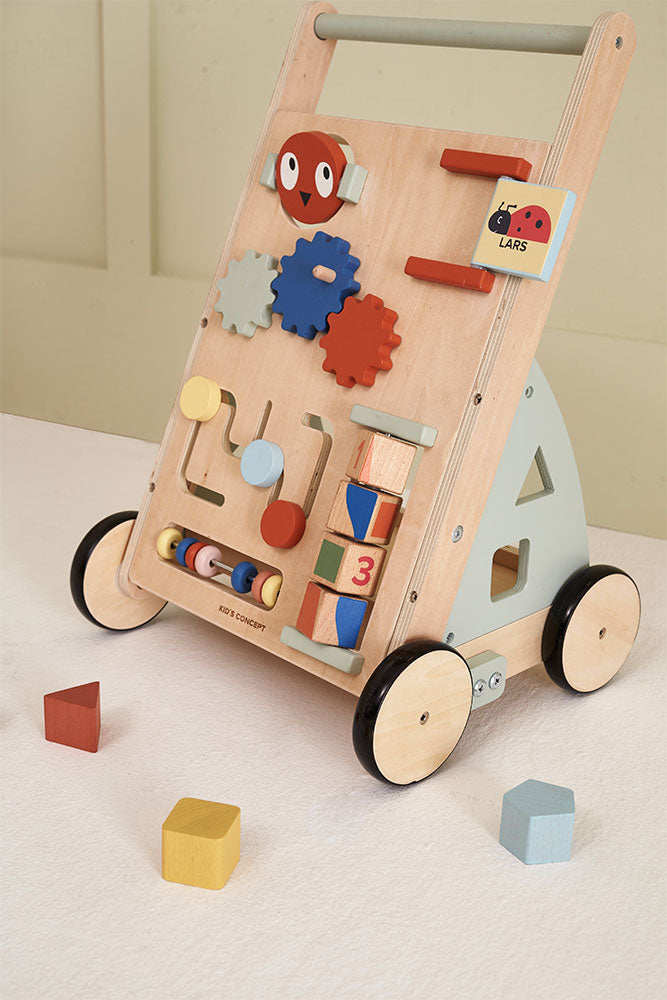 Baby walker with activity board
