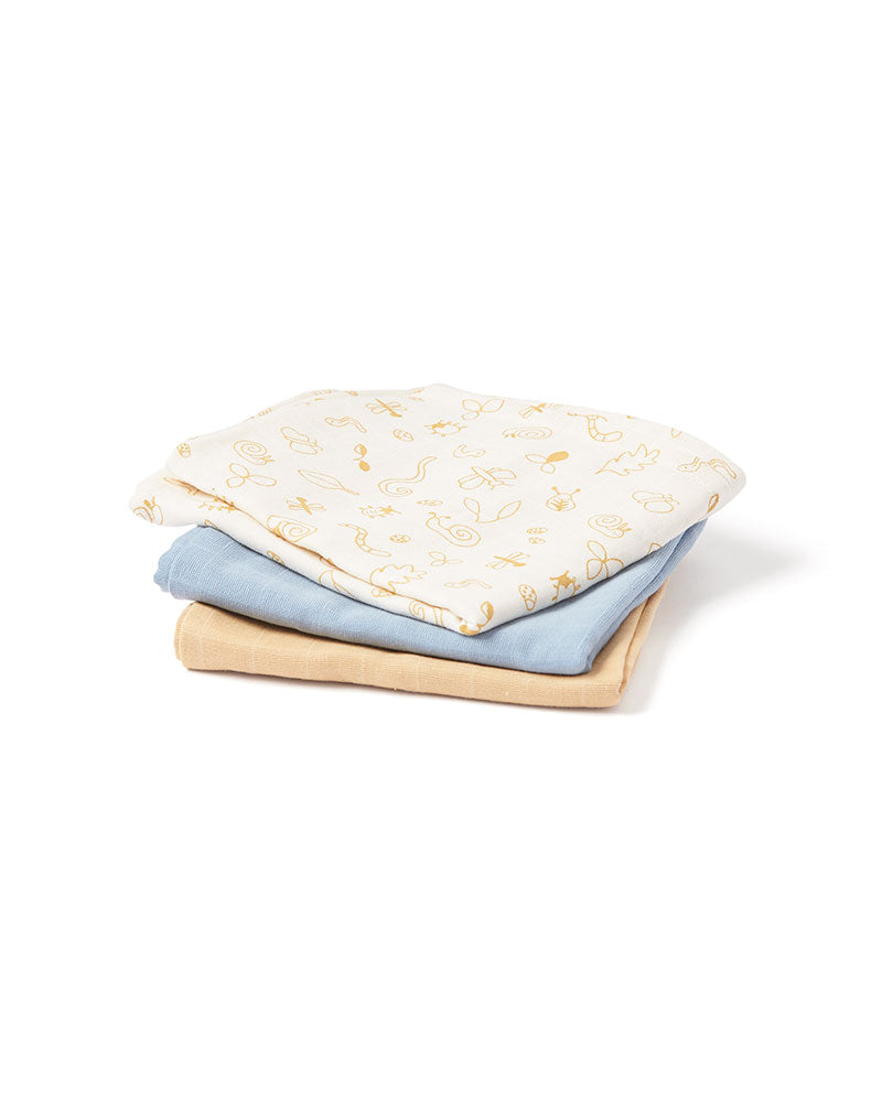 Muslin baby blanket blue mix