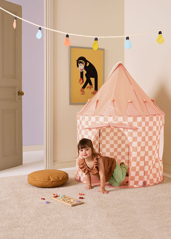 Play tent check apricot