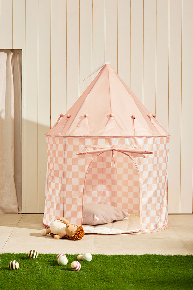 Play tent check apricot