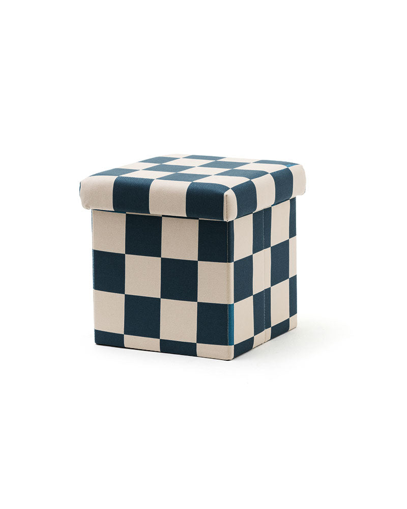 Pouf mit Stauraum Karo Teal 30 cm