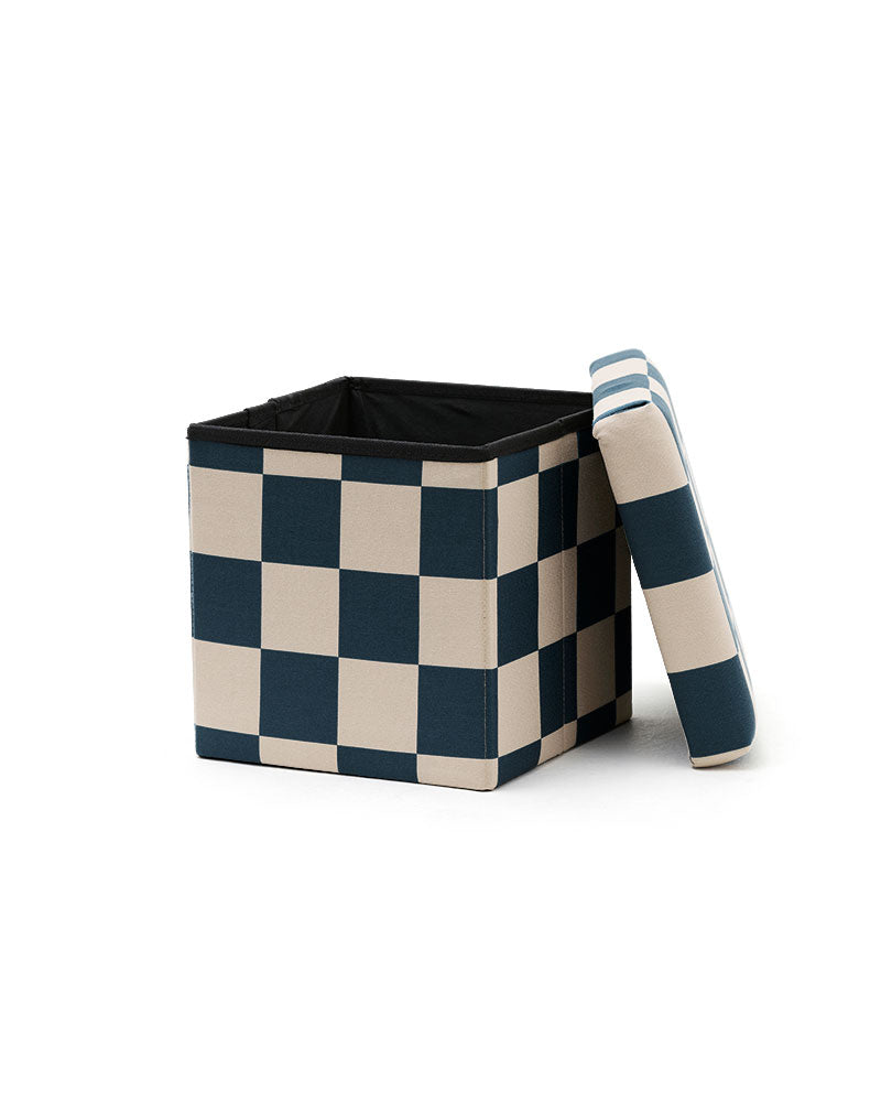 Pouf mit Stauraum Karo Teal 30 cm