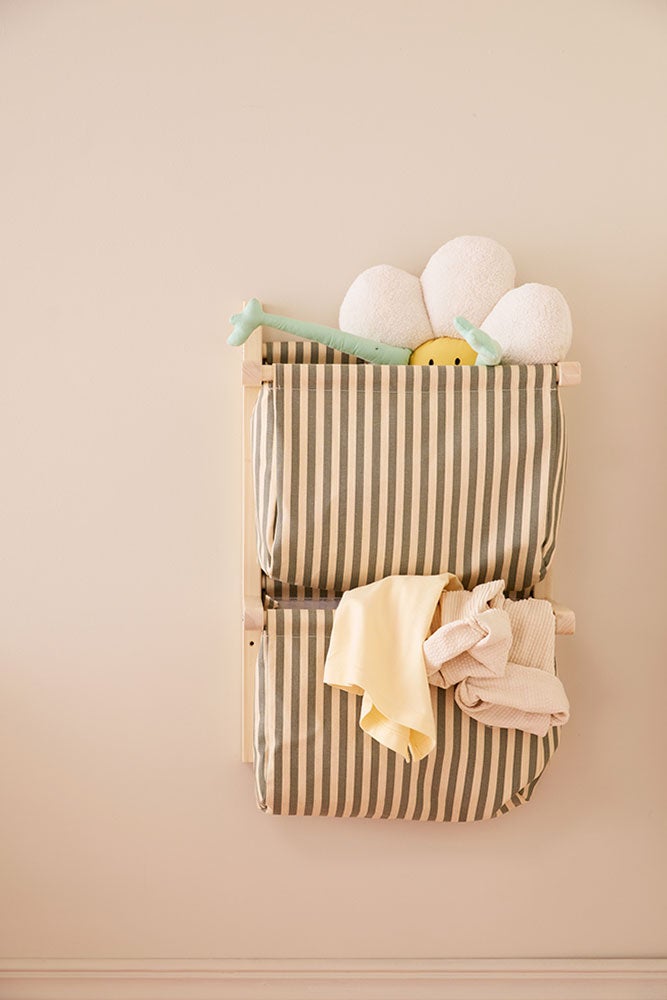 Wall storage textile stripe green