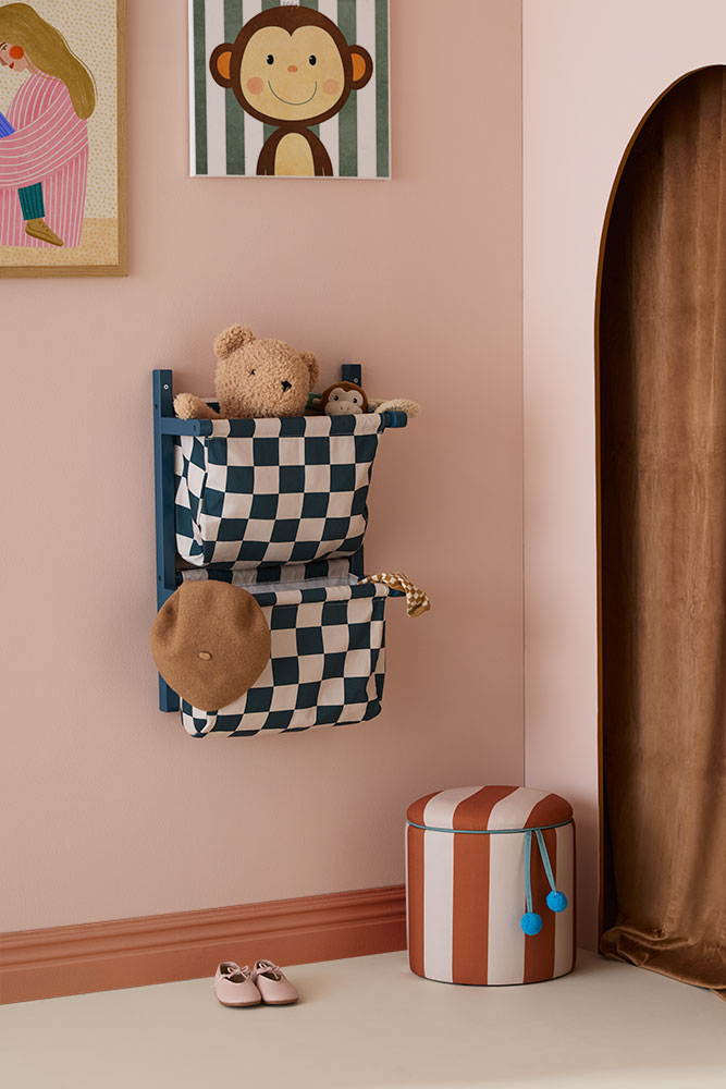 Wandaufbewahrung Textil Karo Teal