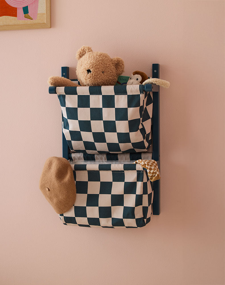 Wall storage textile check teal