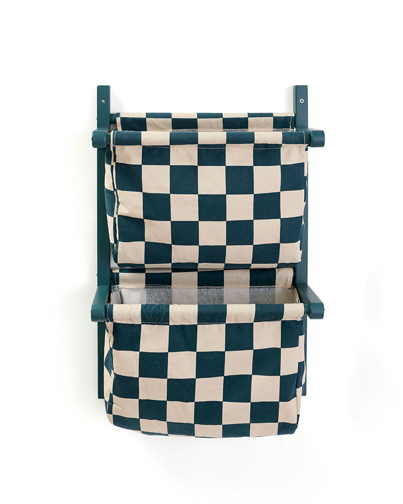 Wandaufbewahrung Textil Karo Teal