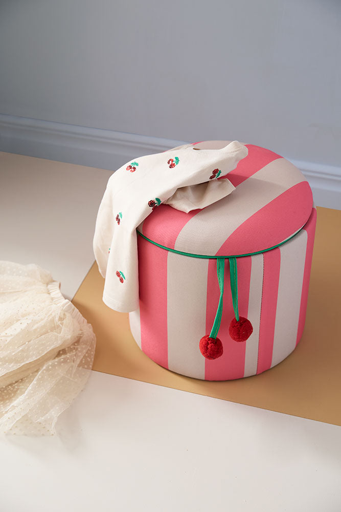 Pouffe cylinder with storage pink 30 cm