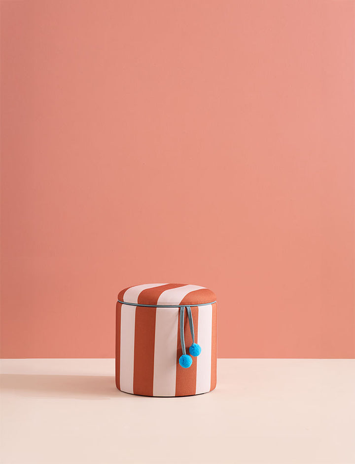Pouffe cylinder with storage brown 30 cm
