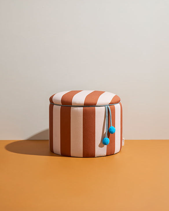 Sittpuff cylinder med förvaring brun 30 cm