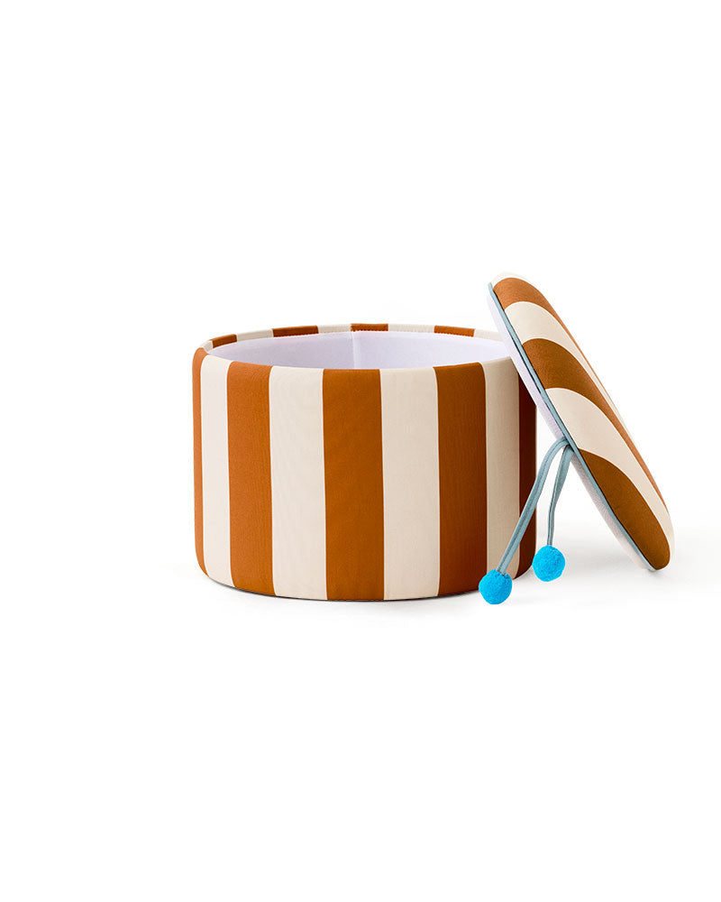 Sittpuff cylinder med förvaring brun 30 cm