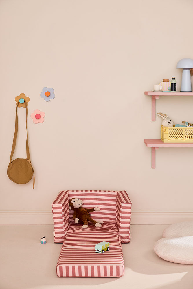 Fauteuil pliable rayé vieux rose argile