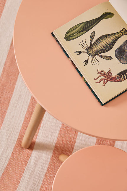 Table and stools apricot