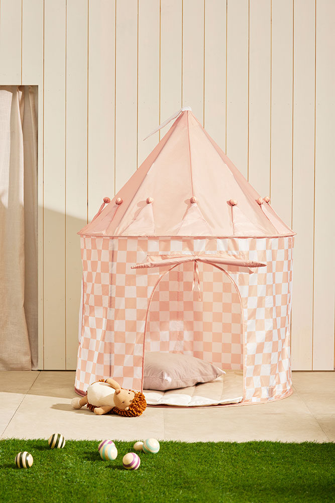 Play tent check apricot