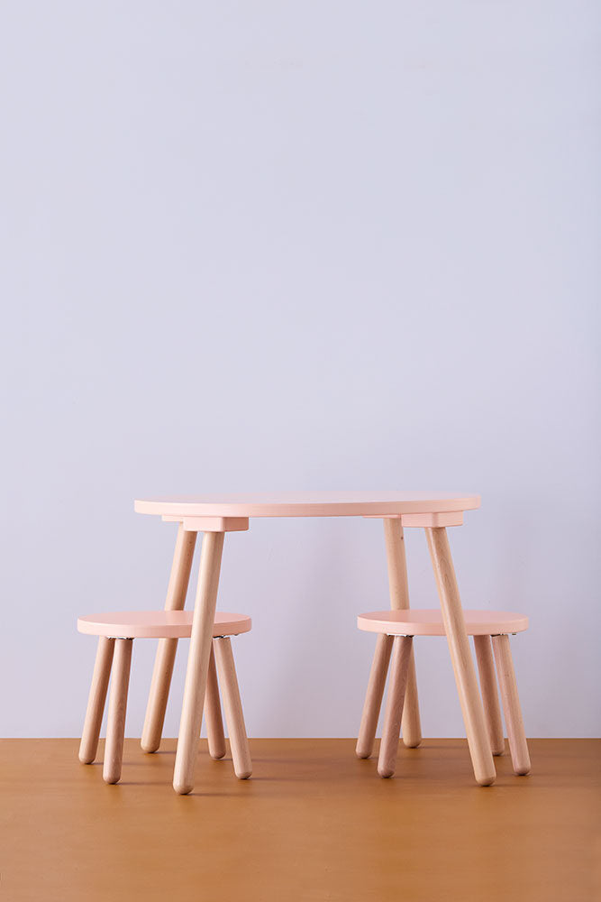 Table and stools apricot