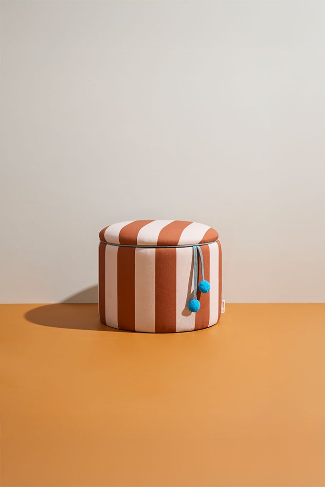 Sittpuff cylinder med förvaring brun 30 cm 