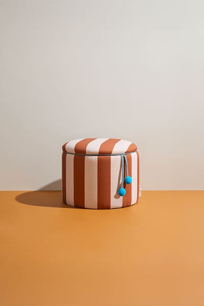 Sittpuff cylinder med förvaring brun 30 cm
