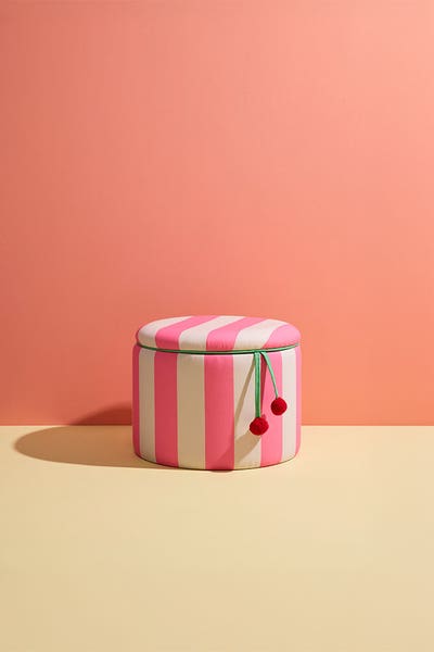 Sittpuff cylinder med förvaring rosa 30 cm