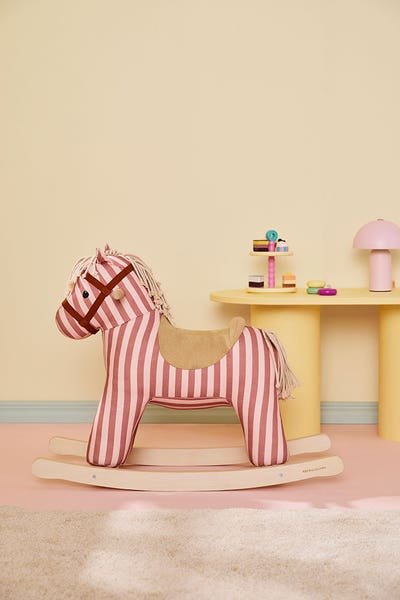 Cheval à bascule Mila rayé rose argile