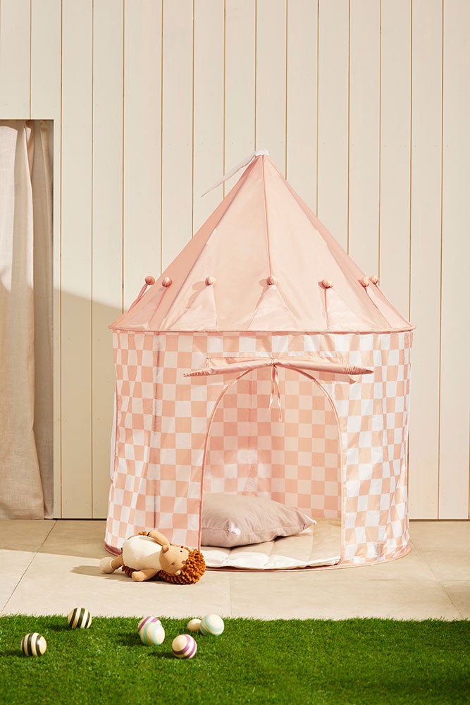 Play tent check apricot